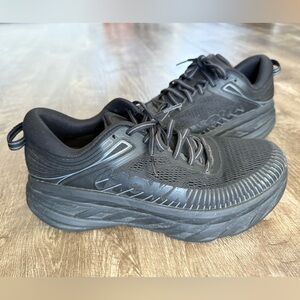 Mens HOKA Bondi 7 Running Shoes Size 8 Black EUC